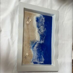 Coastal Wave Art by [Brand] - Blue and Tan